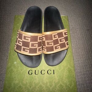 Gucci Pursuit 72 Knit slide Brown/Gold
